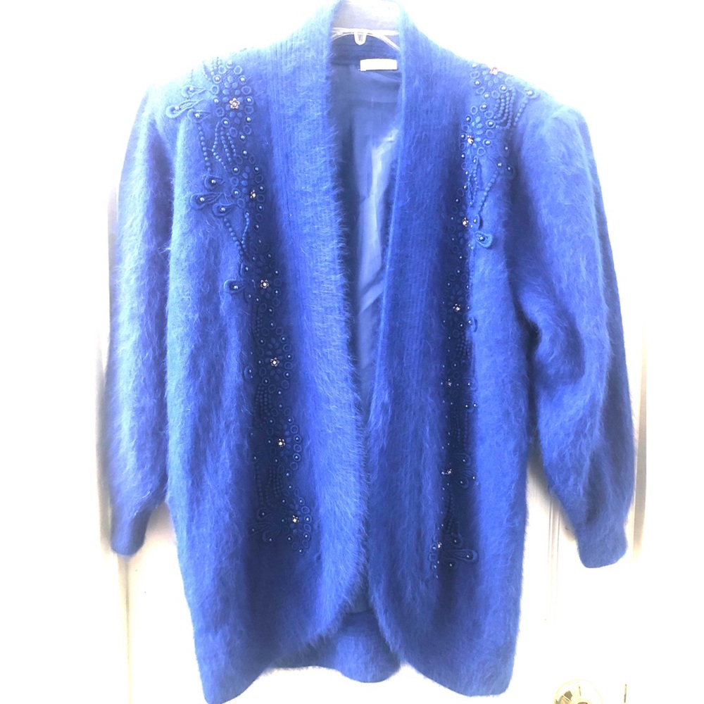 Beaded Angora Blend Sweater Jacket